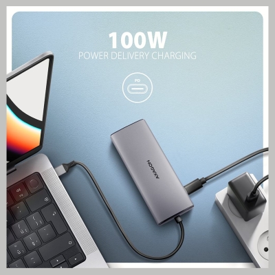 Axagon HMC-6L2L 2xUSB-A HDMI4K 1x USB-C PD100W USBC LA