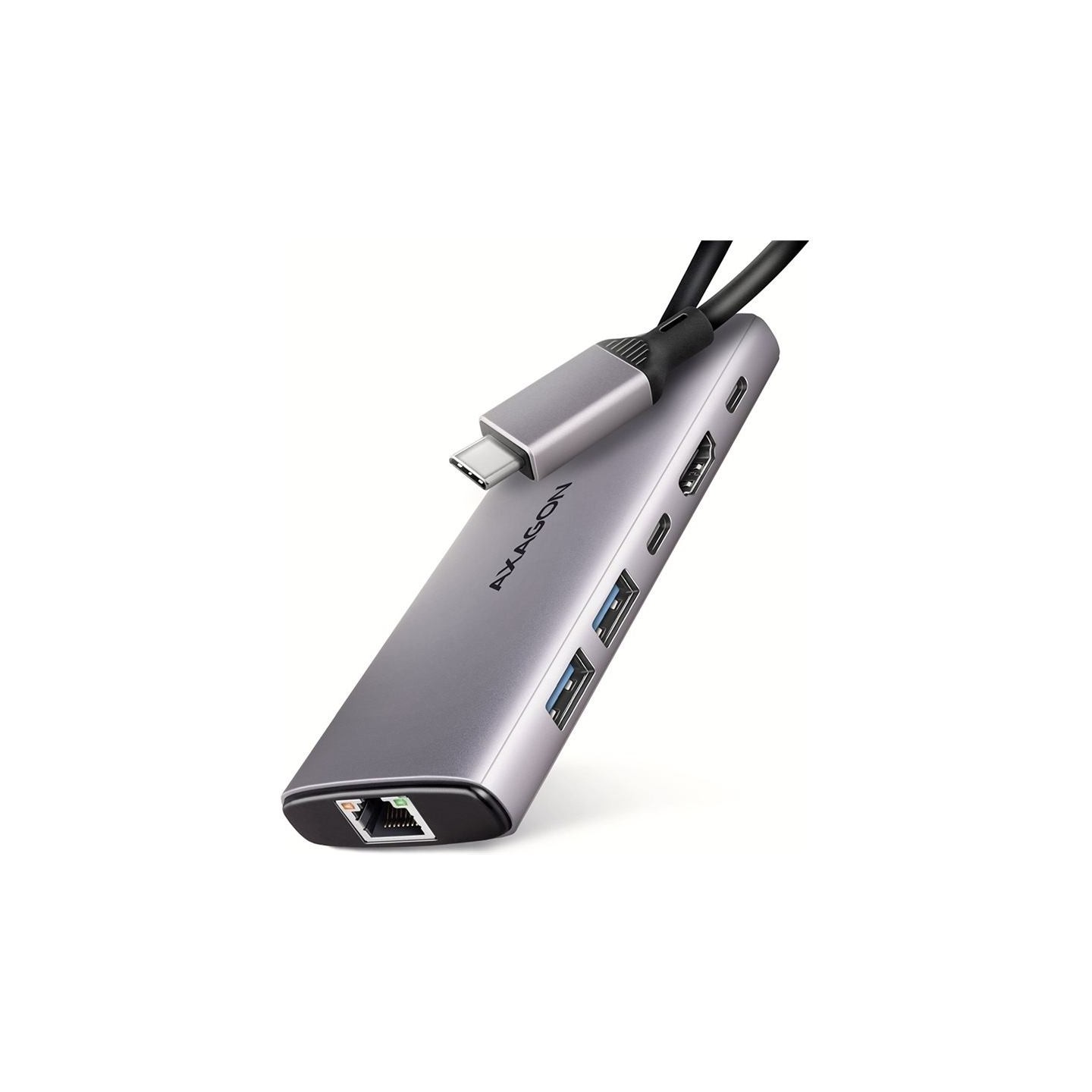 Axagon HMC-6G2L 2x USB-A 10Gbps, 1x USB-C 10Gbps, 4K/60Hz HDMI, RJ-45, USB 3.2 Gen 2 hub, PD 100W, 15cm USB-C cable