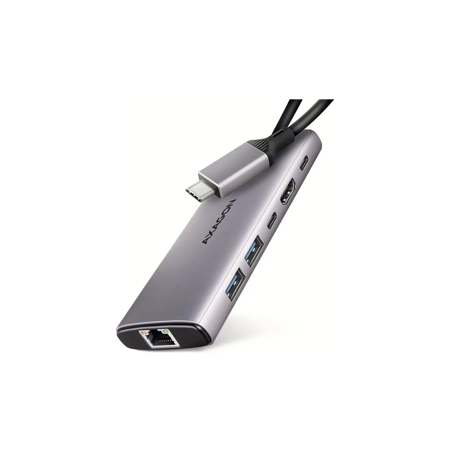Axagon HMC-6G2L 2x USB-A 10Gbps, 1x USB-C 10Gbps, 4K/60Hz HDMI, RJ-45, USB 3.2 Gen 2 hub, PD 100W, 15cm USB-C cable