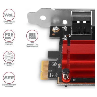 Axagon PCIe Adapter PCEE-GIX Gigabit Ethernet Intel i210-AT, PXE, w. SP & LP