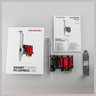 Axagon PCIe Adapter PCEE-GIX Gigabit Ethernet Intel i210-AT, PXE, w. SP & LP