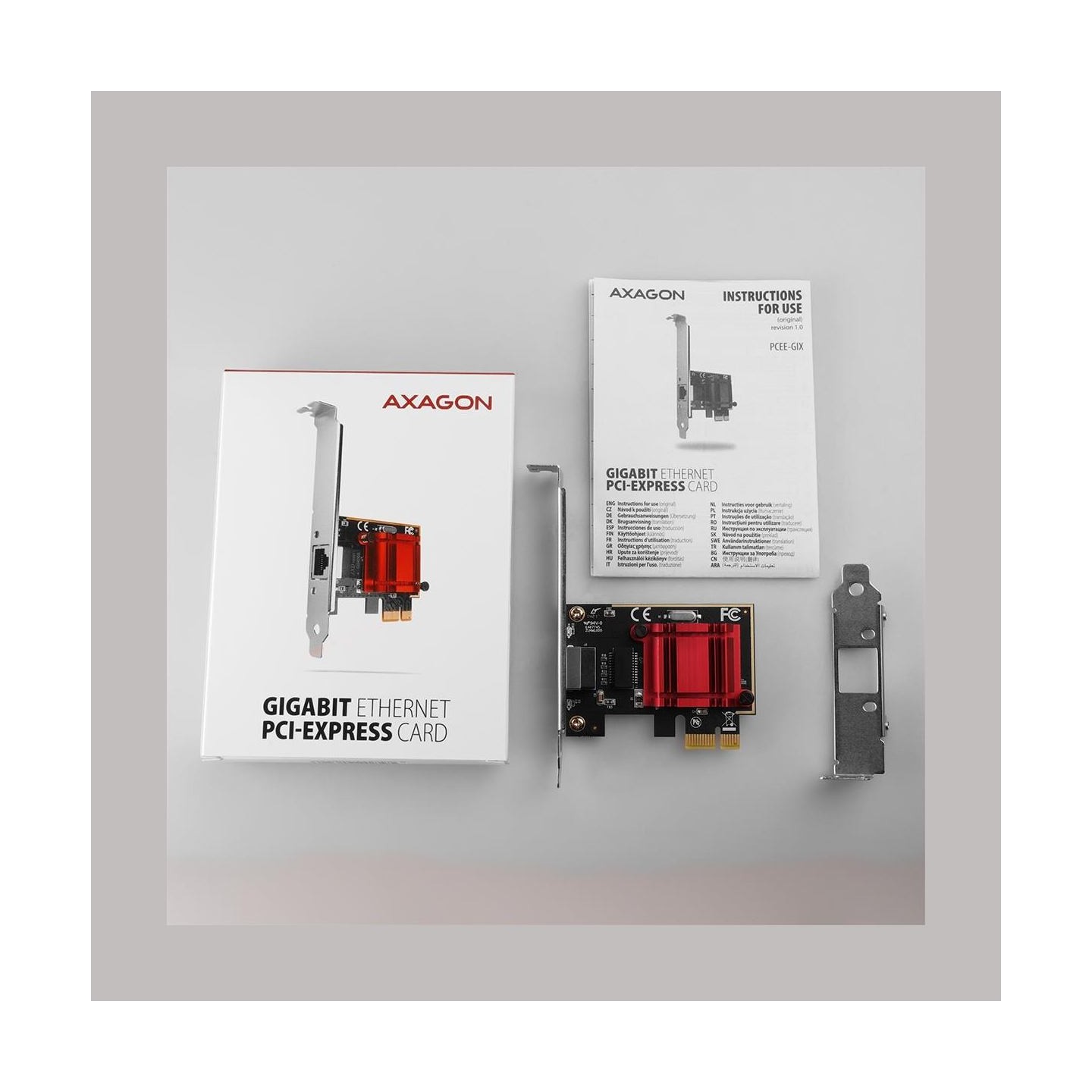 Axagon Gigabit Ethernet PCI-Express network card with Intel I210AT chipset with PXE support.