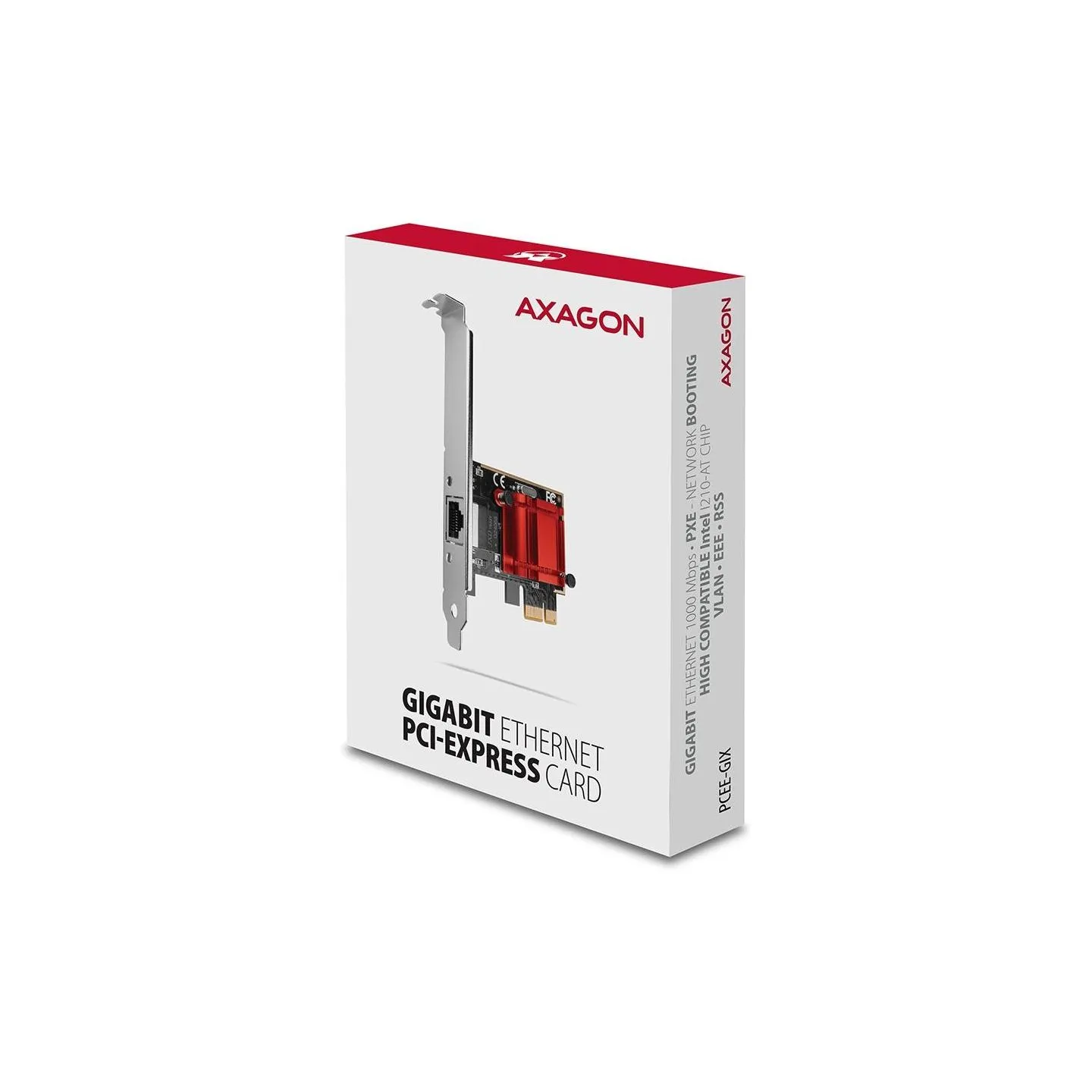 Axagon Gigabit Ethernet PCI-Express network card with Intel I210AT chipset with PXE support.