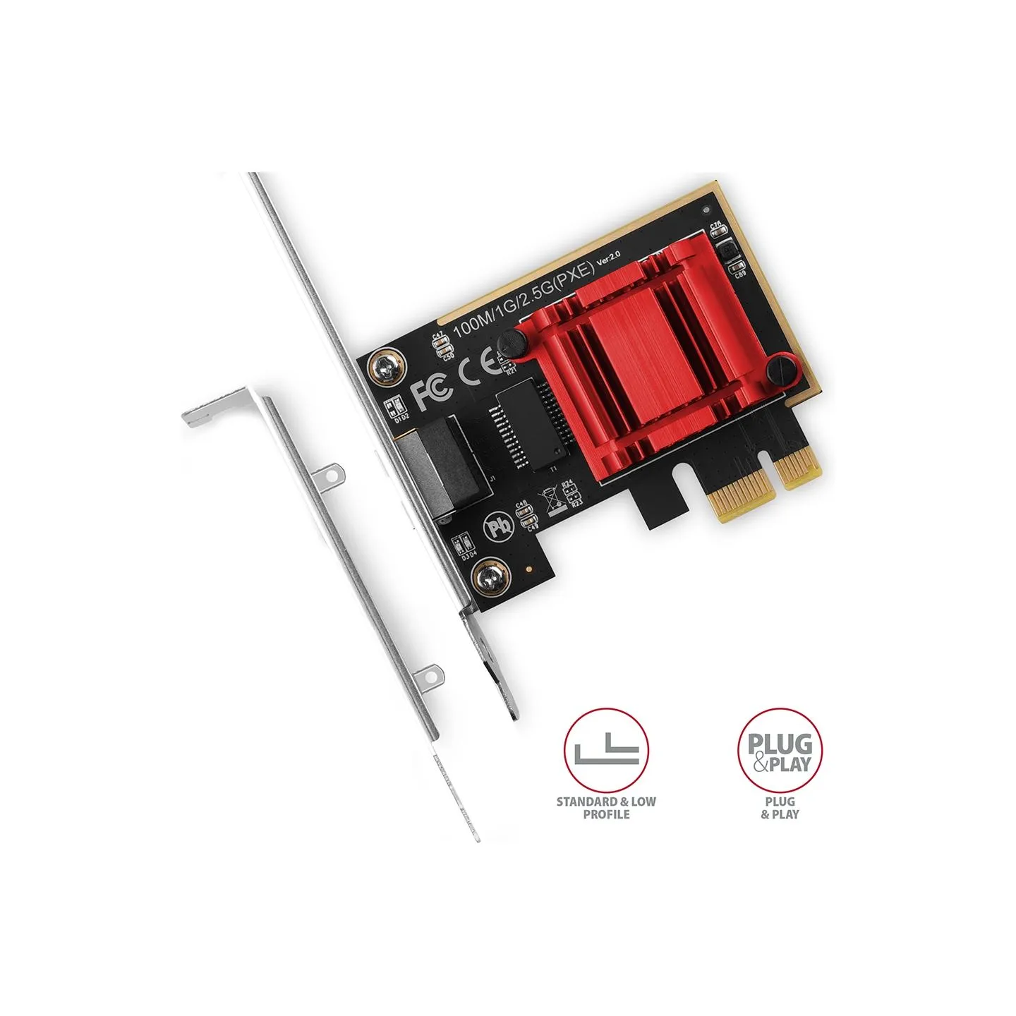 Axagon PCI-Express network card with 2.5 Gbit/s transmission rate and PXE support.