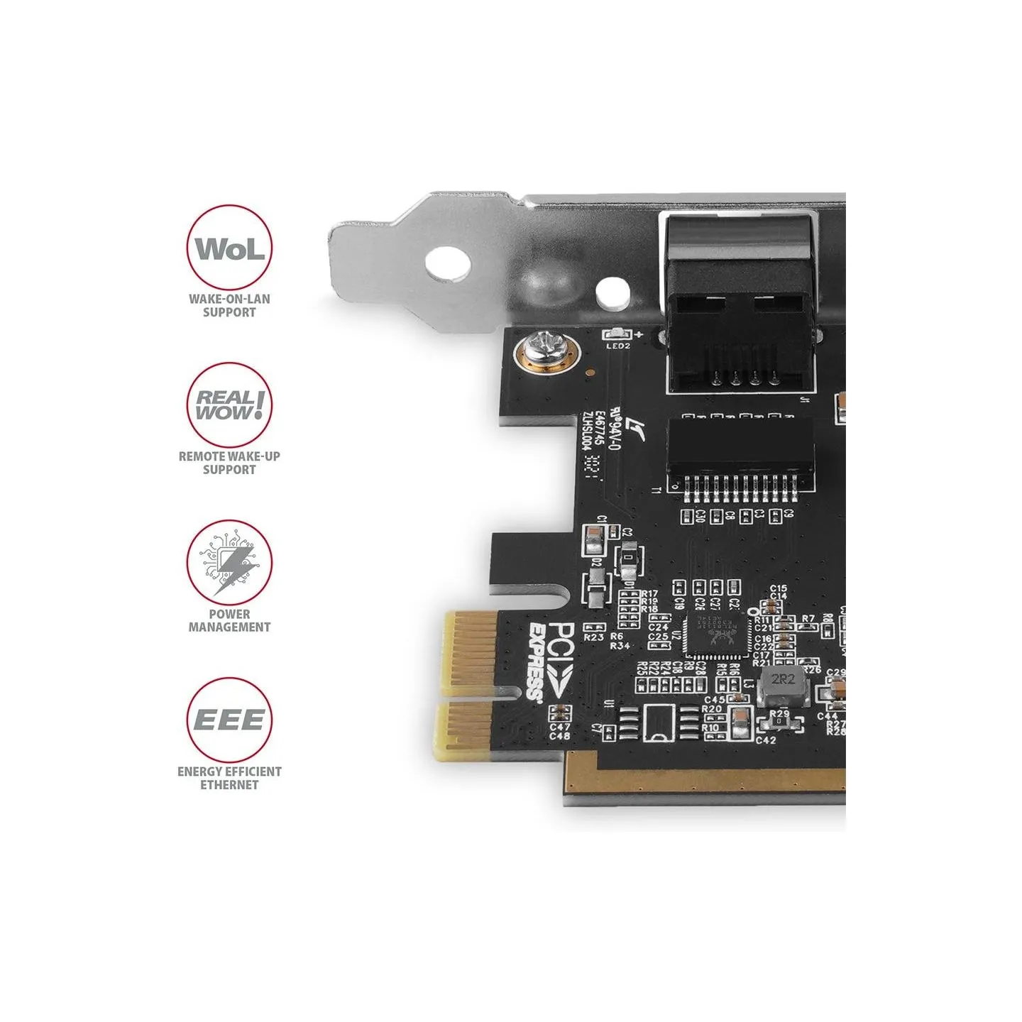 Axagon PCEE-GRF PCI-Express network card adds high speed Gigabit Ethernet connection to your desktop computer. It enables a tran