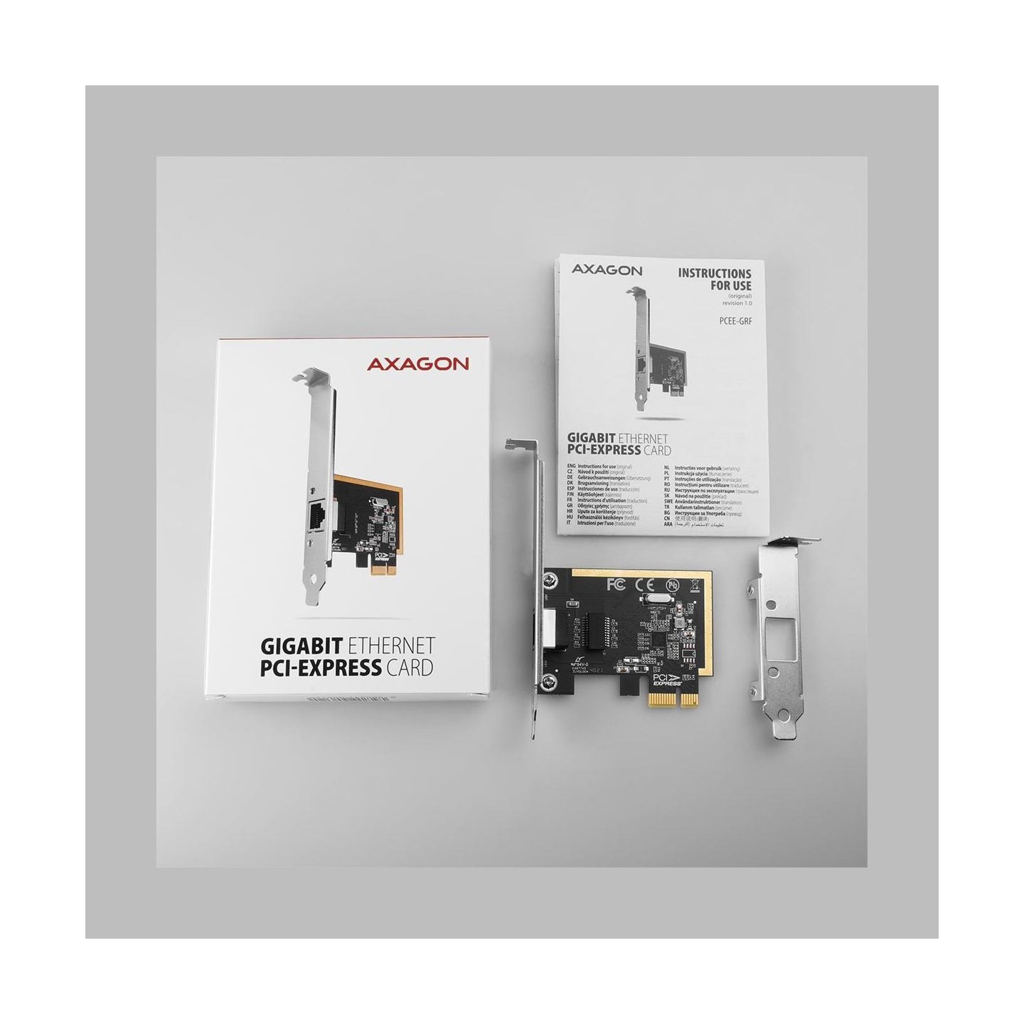 Axagon PCEE-GRF PCI-Express network card adds high speed Gigabit Ethernet connection to your desktop computer. It enables a tran
