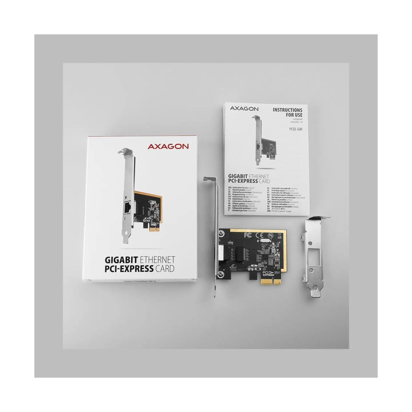 Axagon PCEE-GRF PCI-Express network card adds high speed Gigabit Ethernet connection to your desktop computer. It enables a tran