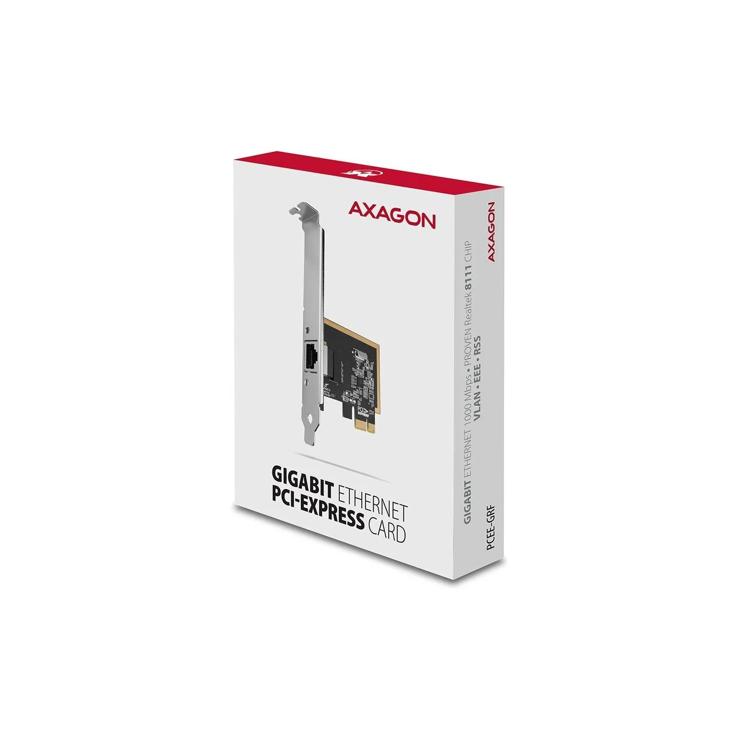 Axagon PCEE-GRF PCI-Express network card adds high speed Gigabit Ethernet connection to your desktop computer. It enables a tran