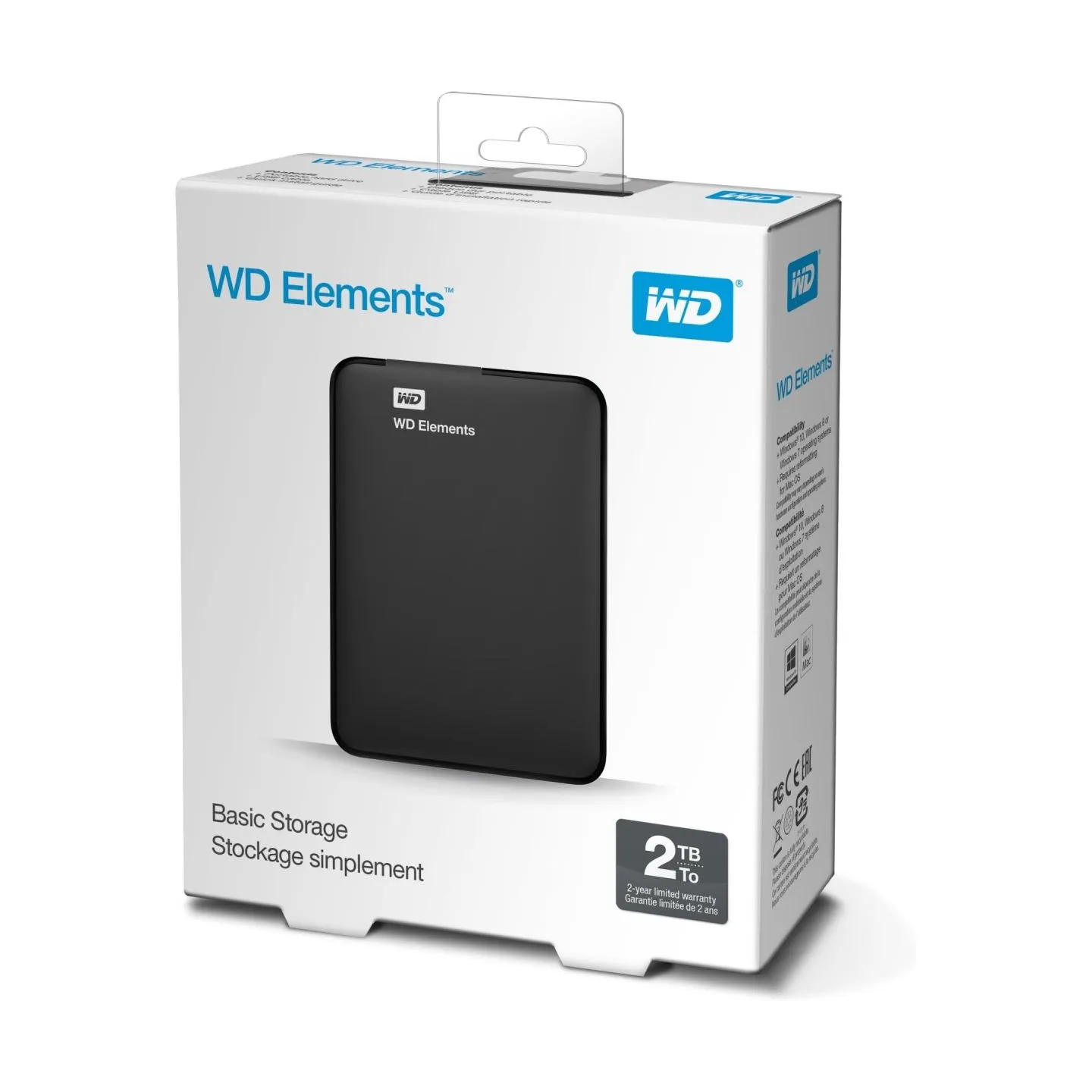 WD HDD External WD Elements Portable (2TB, USB 3.0)