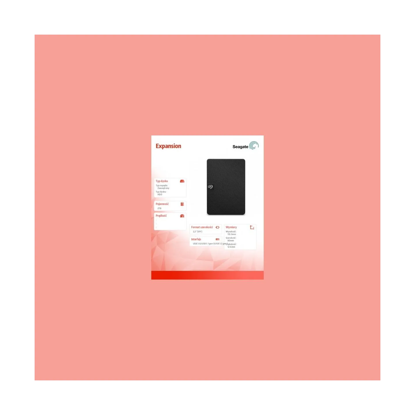 Seagate HDD External Expansion Portable (2.5'/2TB/ USB 3.0/ RMN SRD0NF1)