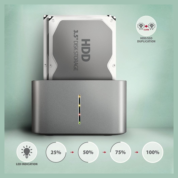 Axagon ADSA-DC docking station SATA 2.5/3.5 2x HDD/SSD