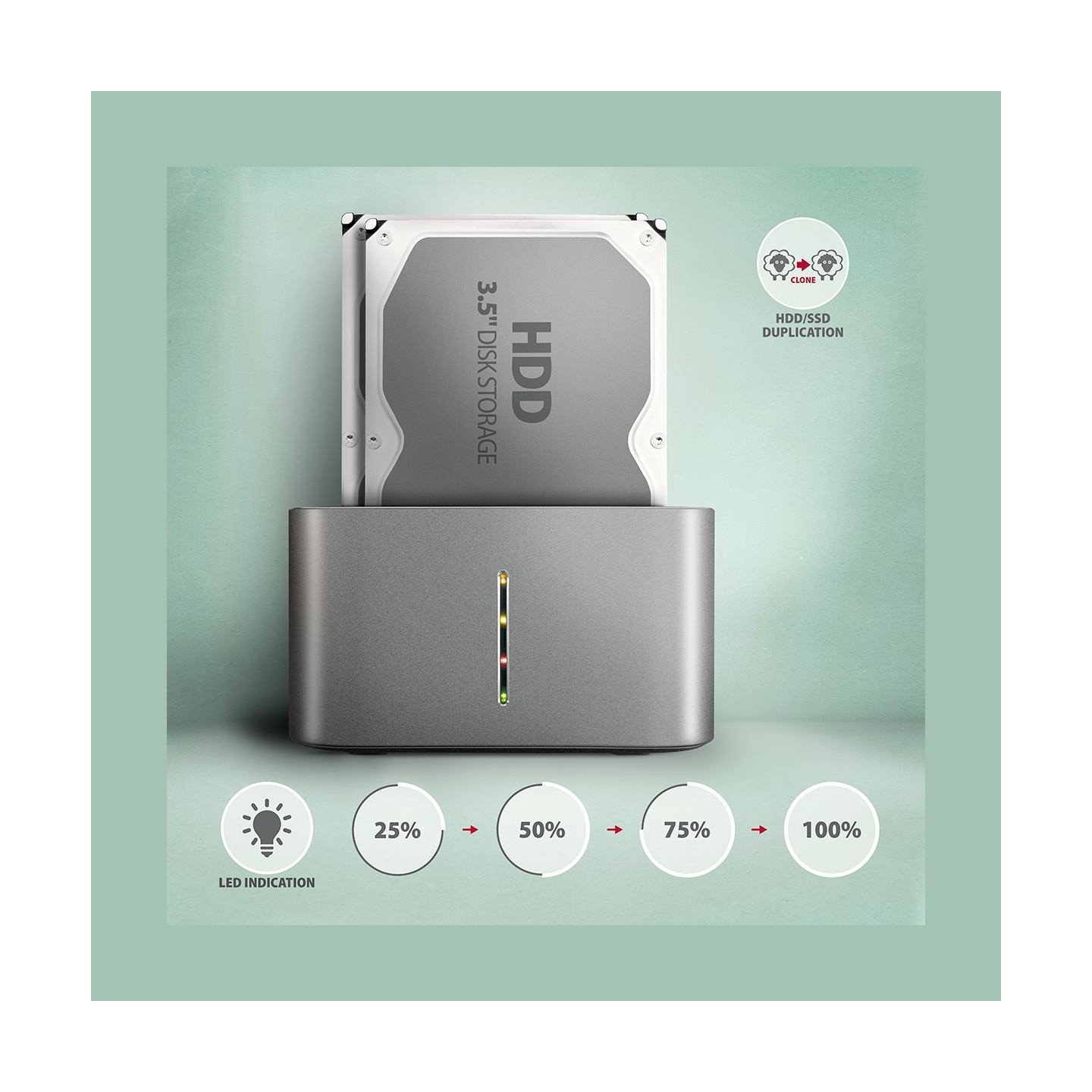Axagon ADSA-DC docking station SATA 2.5/3.5 2x HDD/SSD