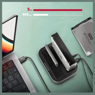 Axagon ADSA-DC docking station SATA 2.5/3.5 2x HDD/SSD