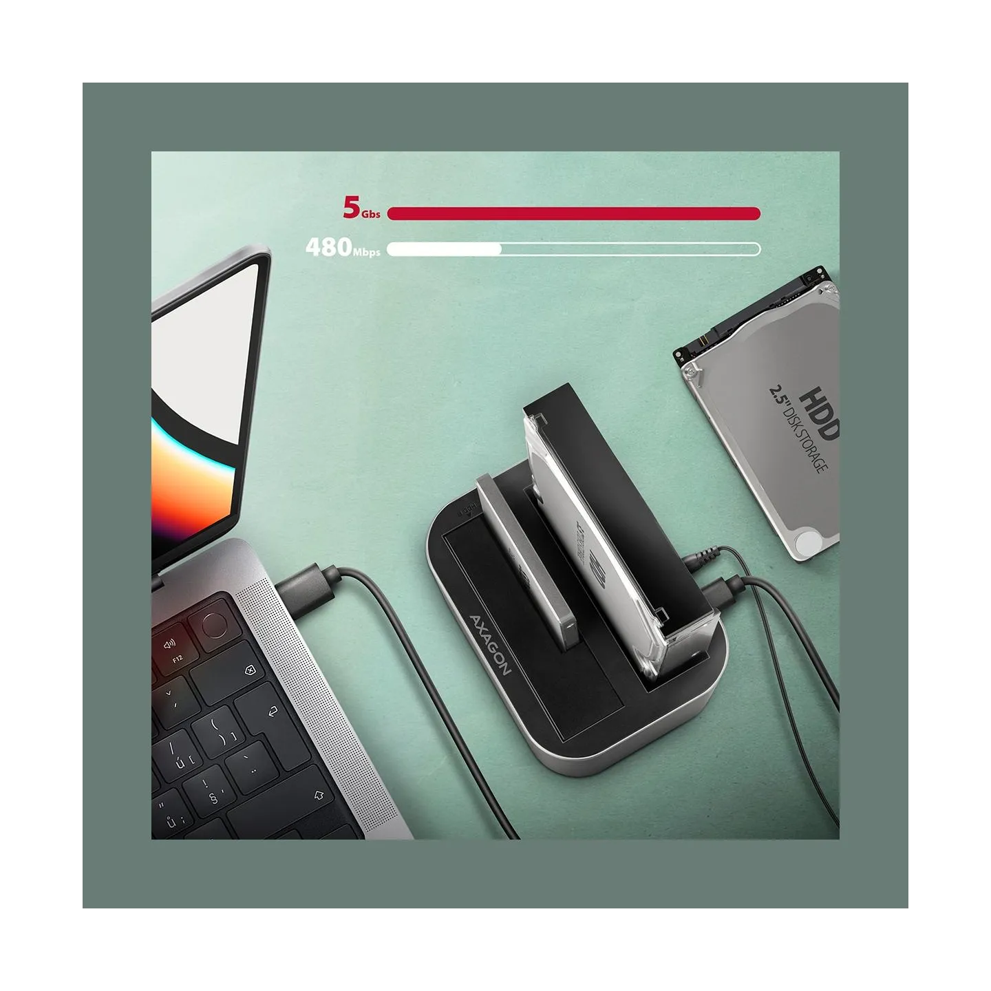 Axagon ADSA-DC docking station SATA 2.5/3.5 2x HDD/SSD