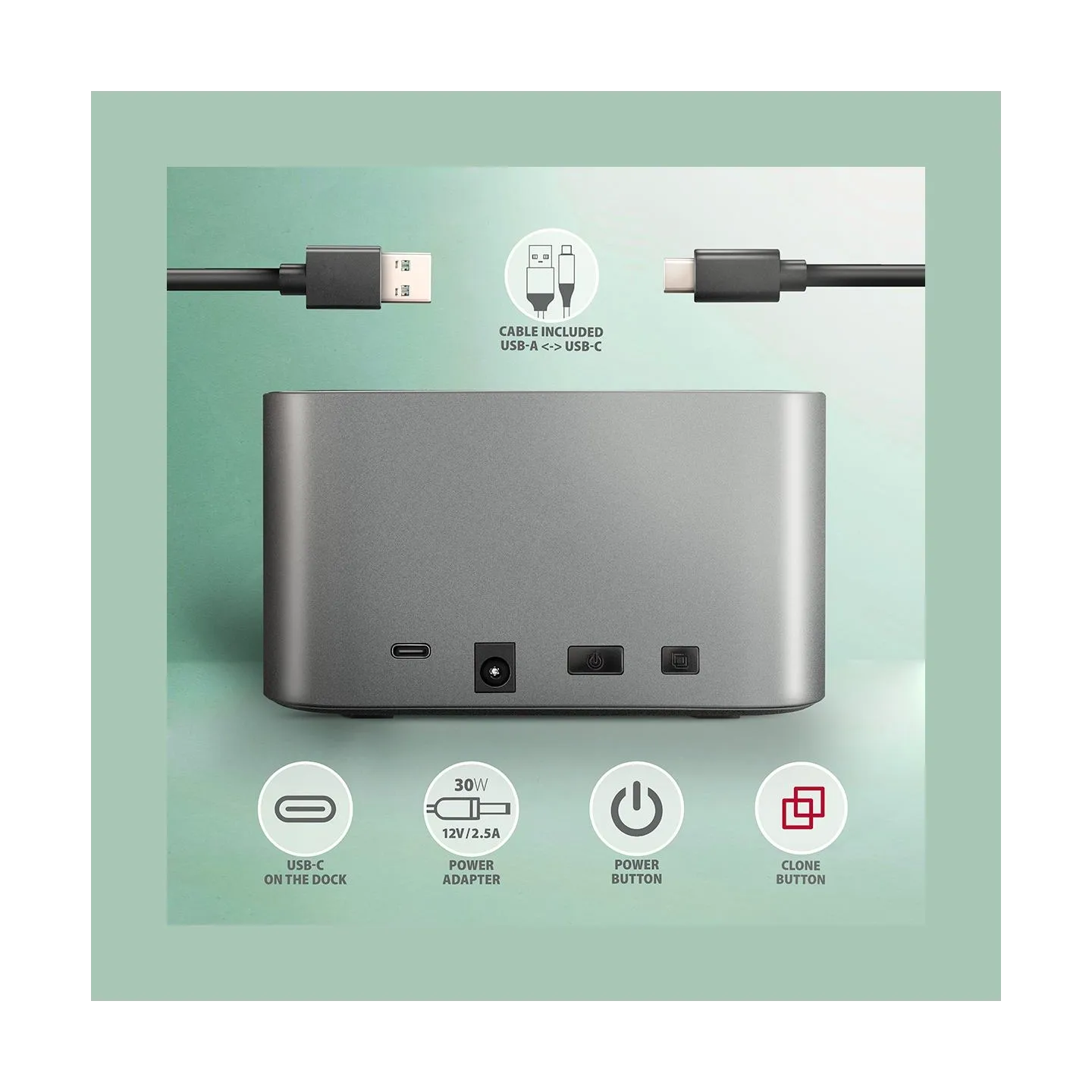 Axagon ADSA-DC docking station SATA 2.5/3.5 2x HDD/SSD