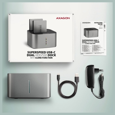 Axagon ADSA-DC docking station SATA 2.5/3.5 2x HDD/SSD