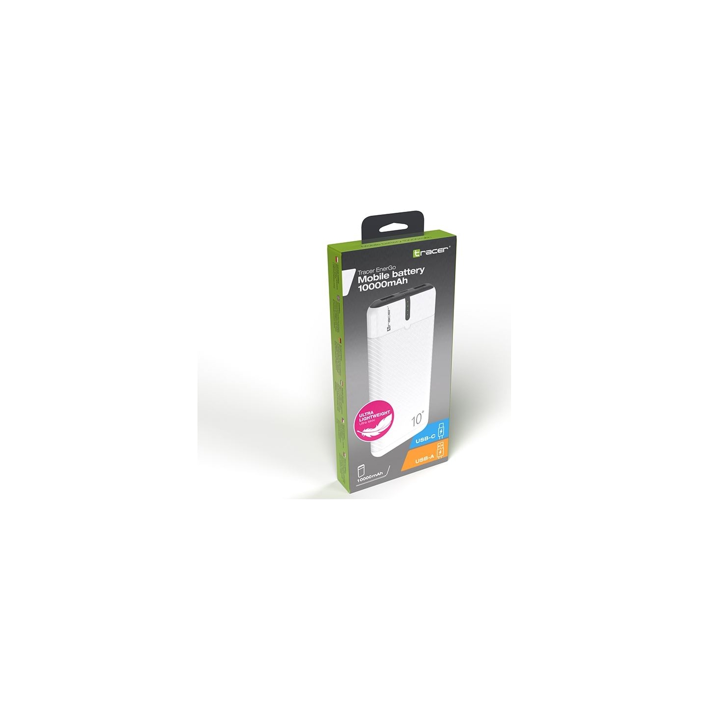 Tracer 47515 EnerGo 10000mAh Power Bank white/black