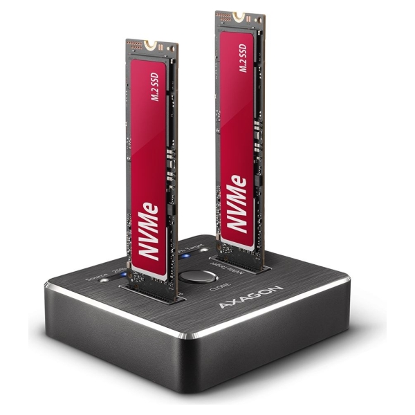 Axagon Docking Station ADSA-M2C, USB-C 3.2 Gen 2 - 2x M.2 NVMe SSD CLONE MASTER