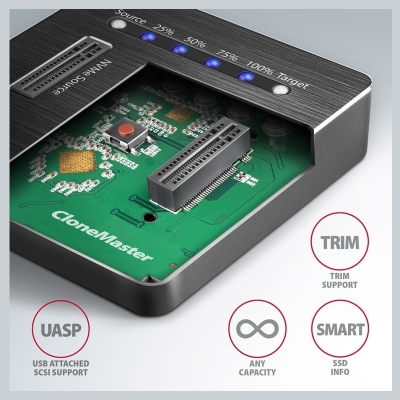 Axagon Docking Station ADSA-M2C, USB-C 3.2 Gen 2 - 2x M.2 NVMe SSD CLONE MASTER