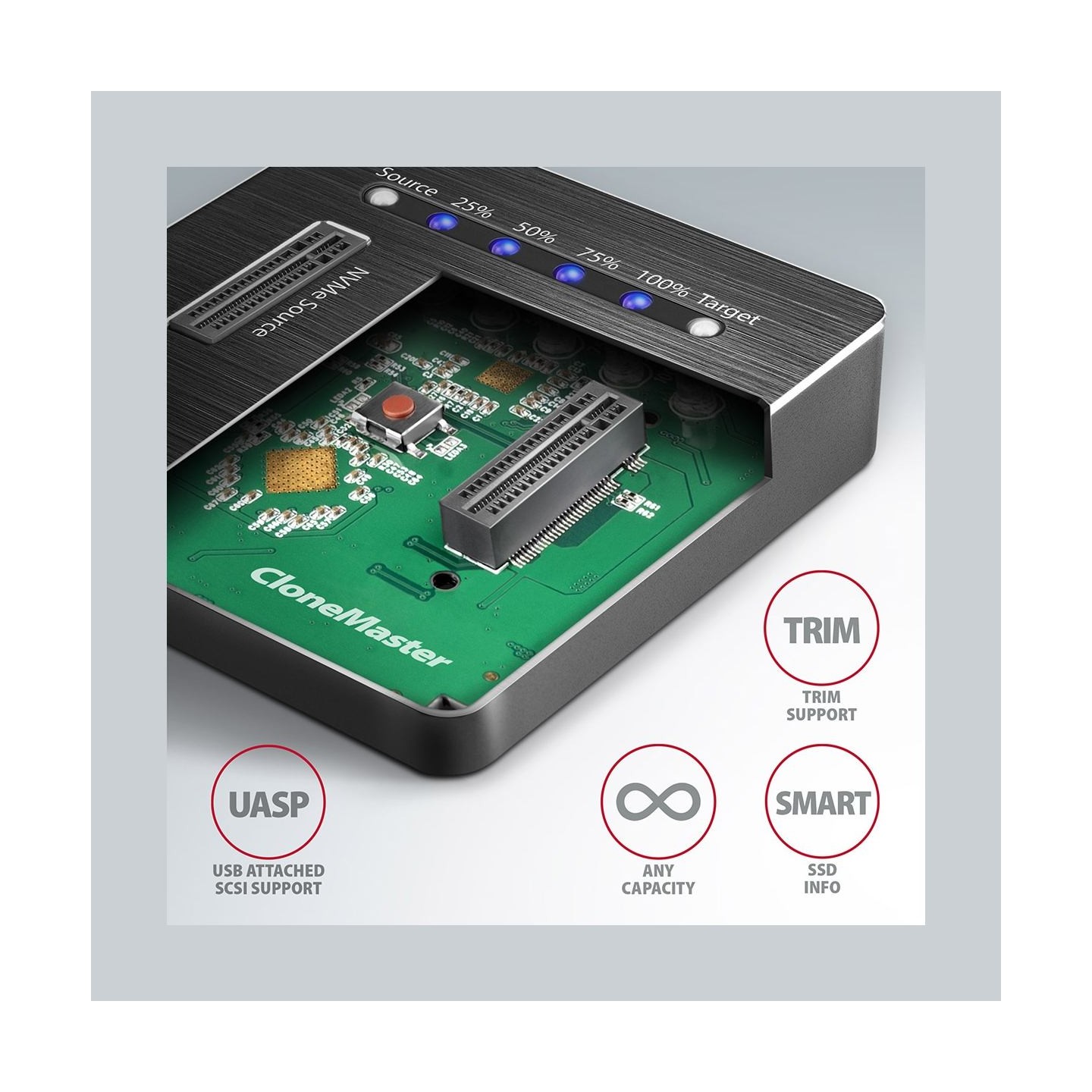 Axagon ADSA-M2C DUAL NVMe CLONE MASTER DOCK SuperSpeed USB-C 10 Gbps docking station
