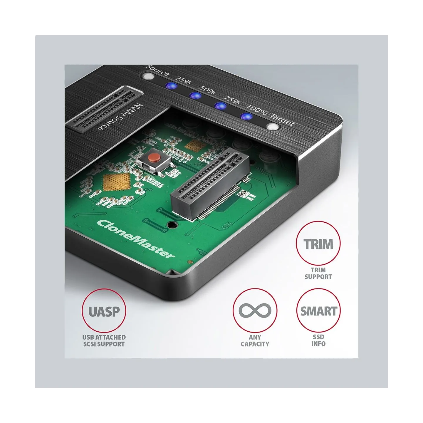 Axagon Docking Station ADSA-M2C, USB-C 3.2 Gen 2 - 2x M.2 NVMe SSD CLONE MASTER