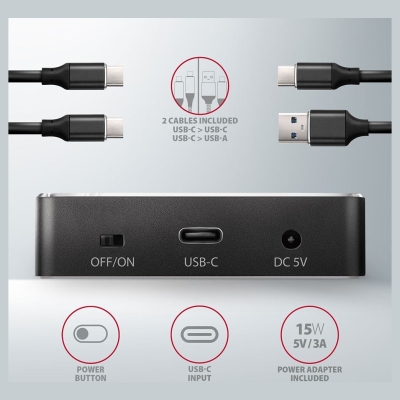 Axagon Docking Station ADSA-M2C, USB-C 3.2 Gen 2 - 2x M.2 NVMe SSD CLONE MASTER