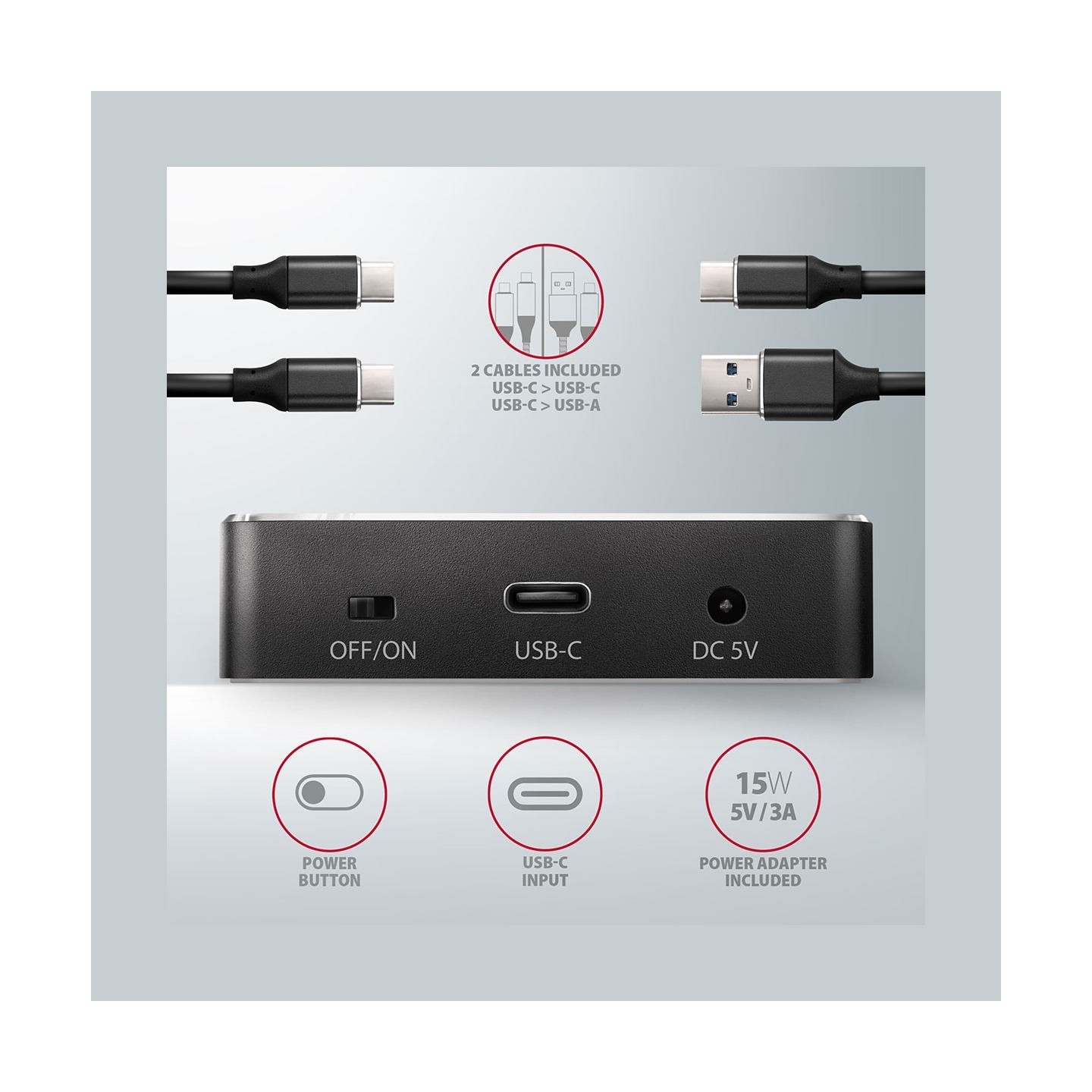 Axagon Docking Station ADSA-M2C, USB-C 3.2 Gen 2 - 2x M.2 NVMe SSD CLONE MASTER