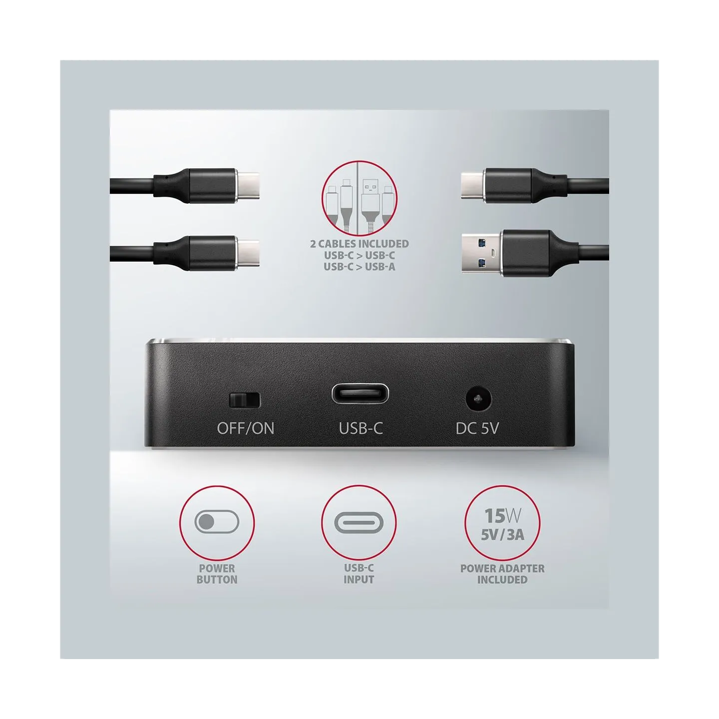 Axagon Docking Station ADSA-M2C, USB-C 3.2 Gen 2 - 2x M.2 NVMe SSD CLONE MASTER