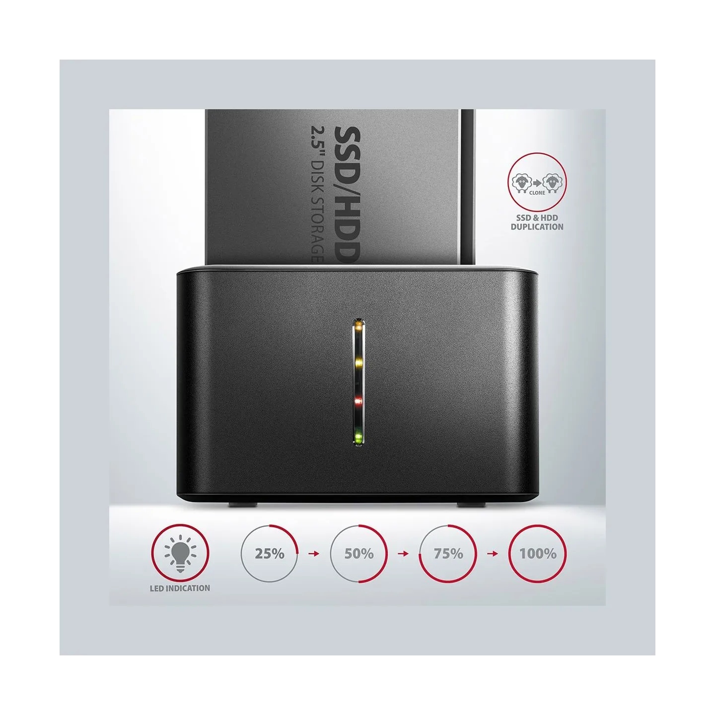 Axagon ADSA-D25, USB 3. 2 Gen 1 2xSata 6G 2.5in