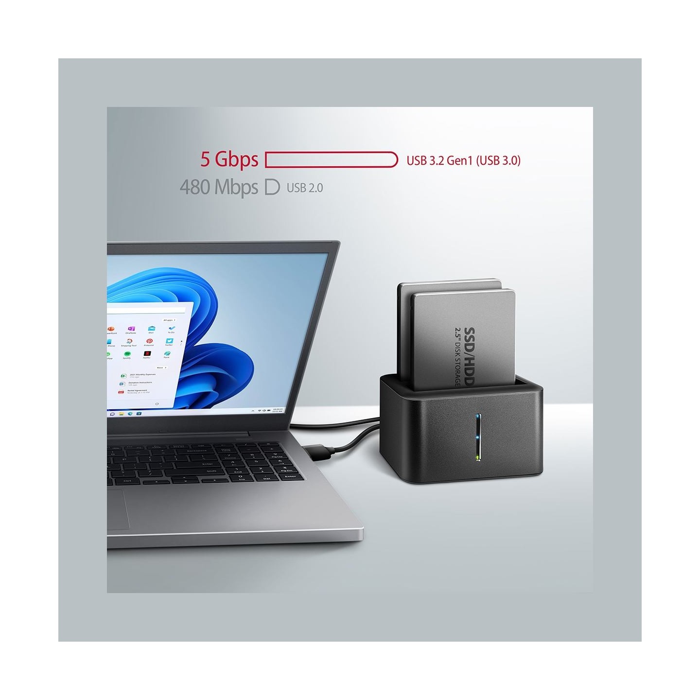 Axagon ADSA-D25, USB 3. 2 Gen 1 2xSata 6G 2.5in