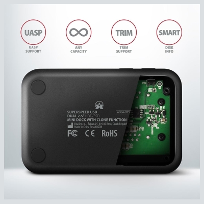 Axagon ADSA-D25, USB 3. 2 Gen 1 2xSata 6G 2.5in