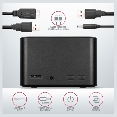 Axagon ADSA-D25, USB 3. 2 Gen 1 2xSata 6G 2.5in