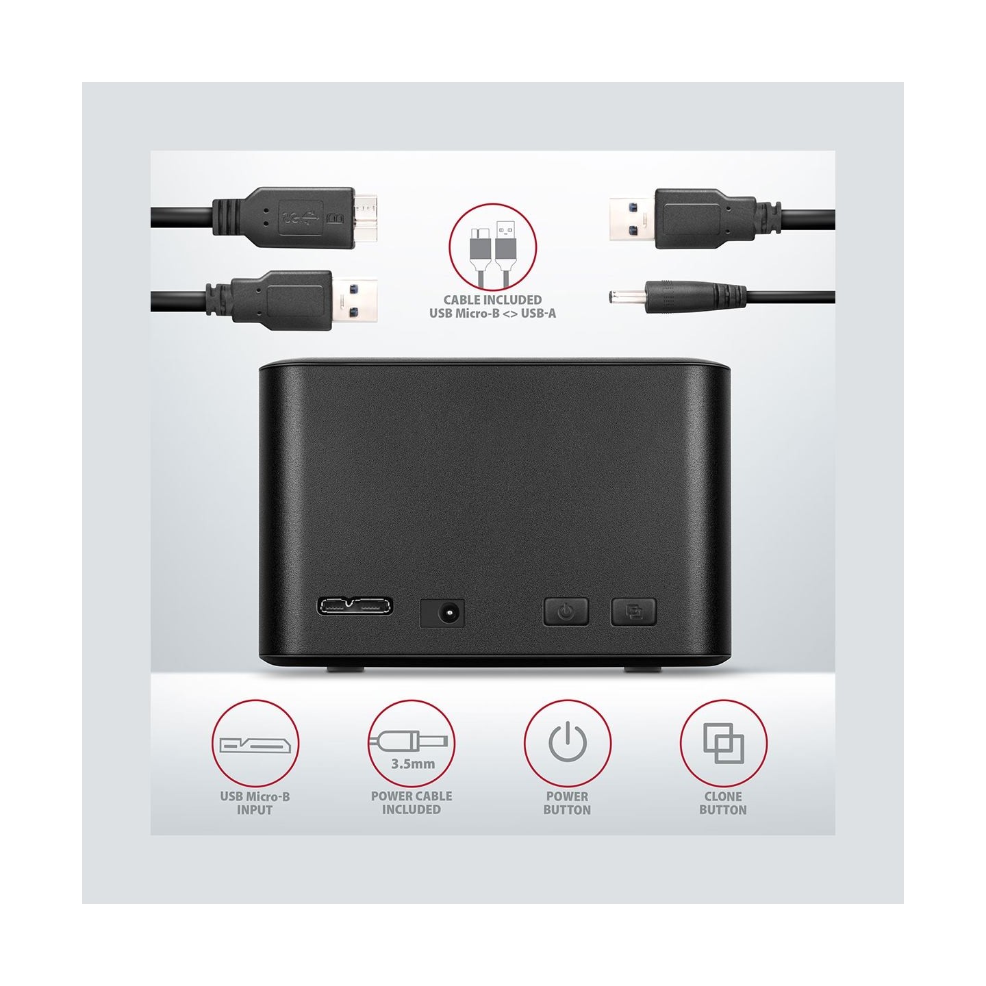 Axagon ADSA-D25, USB 3. 2 Gen 1 2xSata 6G 2.5in