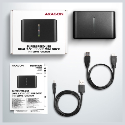 Axagon ADSA-D25, USB 3. 2 Gen 1 2xSata 6G 2.5in