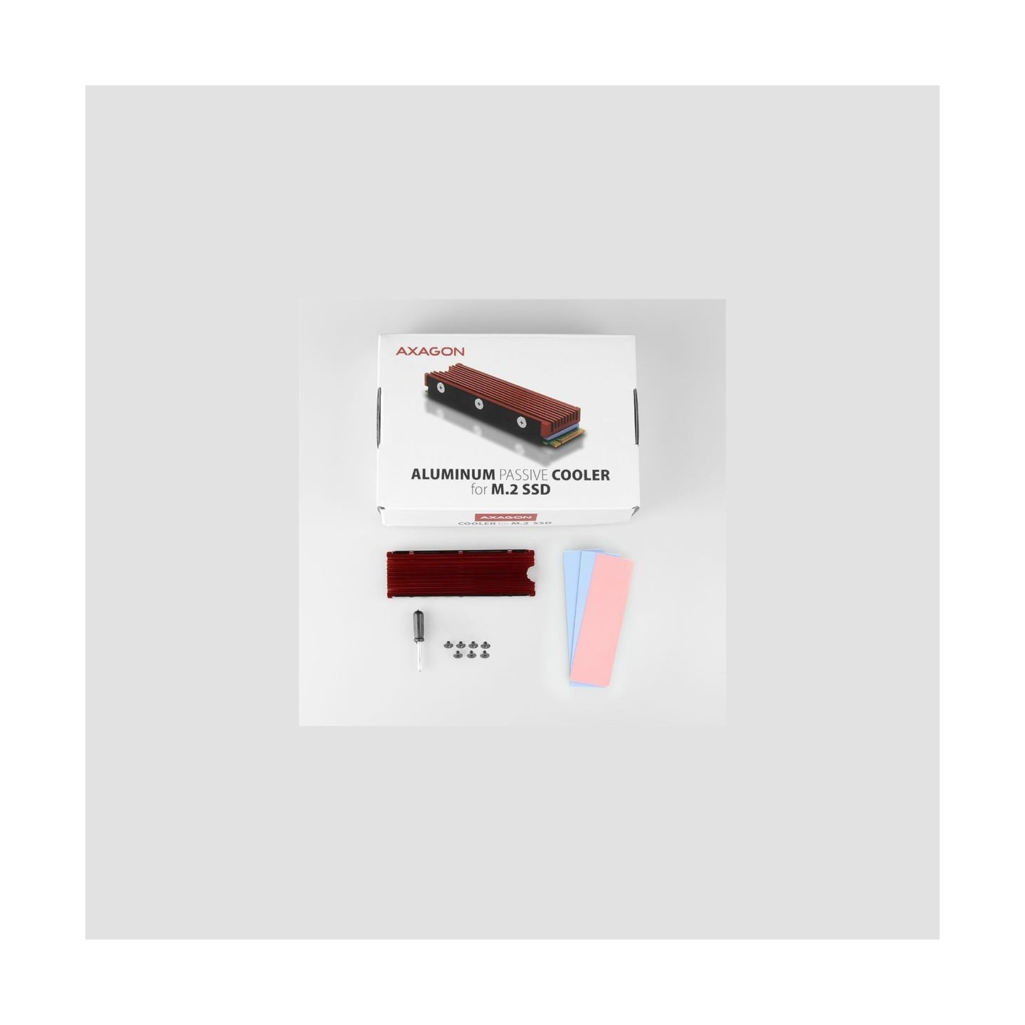 Axagon CLR-M2 passive - M.2 SSD, 80mm SSD, ALU body, silicone thermal pads