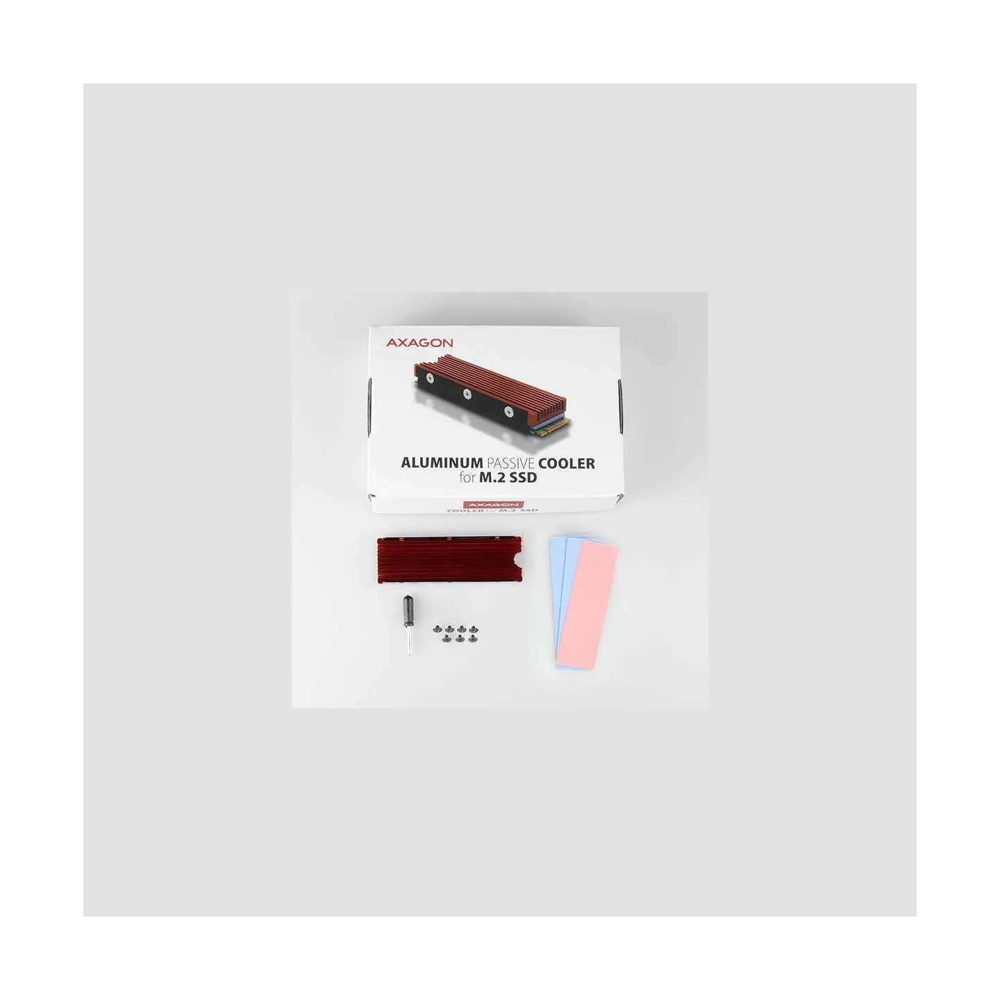 Axagon CLR-M2 passive - M.2 SSD, 80mm SSD, ALU body, silicone thermal pads