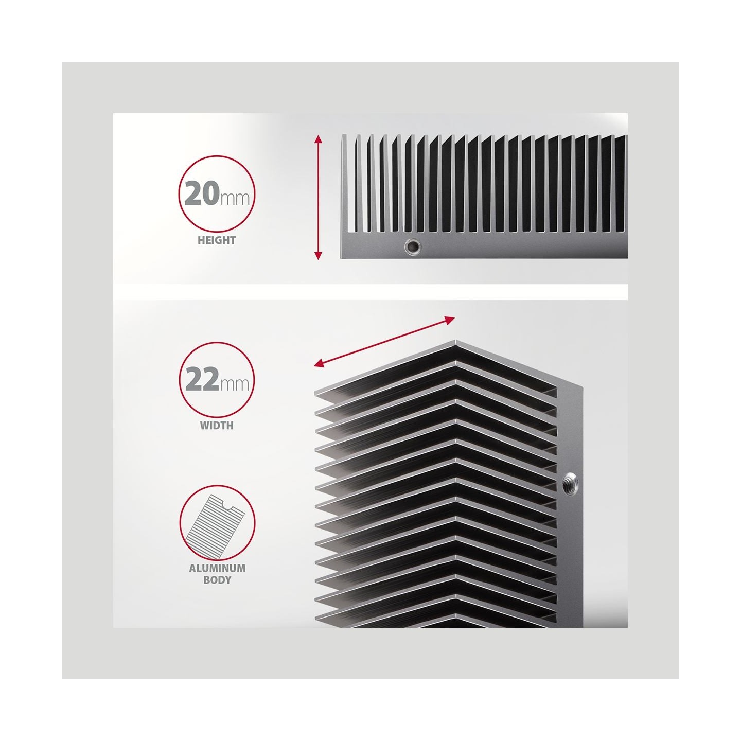 Axagon CLR-M2XT passive - M.2 SSD, 80mm SSD, ALU body, silicone thermal pads, height 20mm