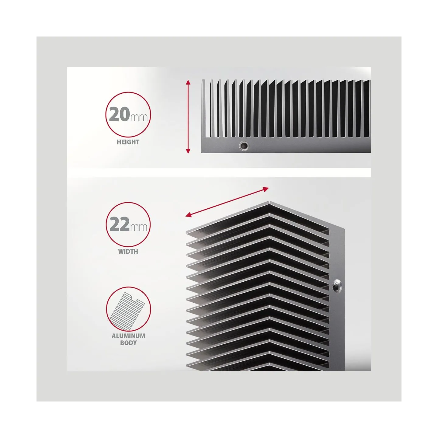 Axagon CLR-M2XT passive - M.2 SSD, 80mm SSD, ALU body, silicone thermal pads, height 20mm