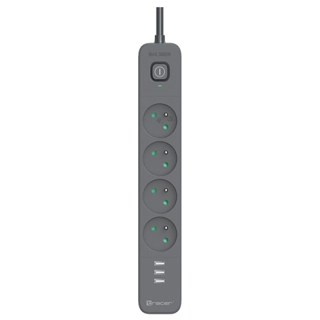Tracer 47685 Power Line+ 5m (4 sockets +3x USB A)