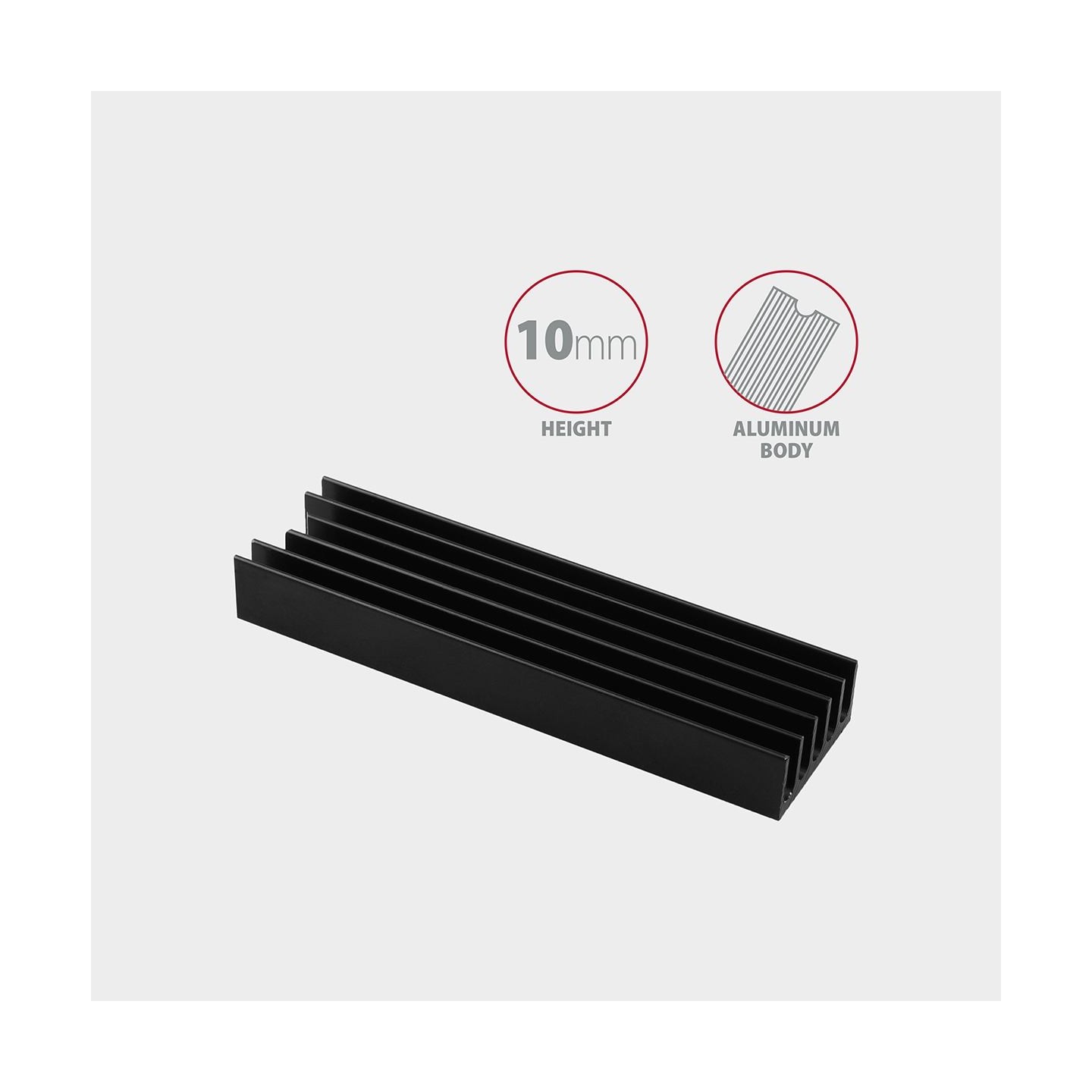 Axagon CLR-M2L10 passive - M.2 SSD, 80mm SSD, ALU body, silicone thermal pads, height 10mm