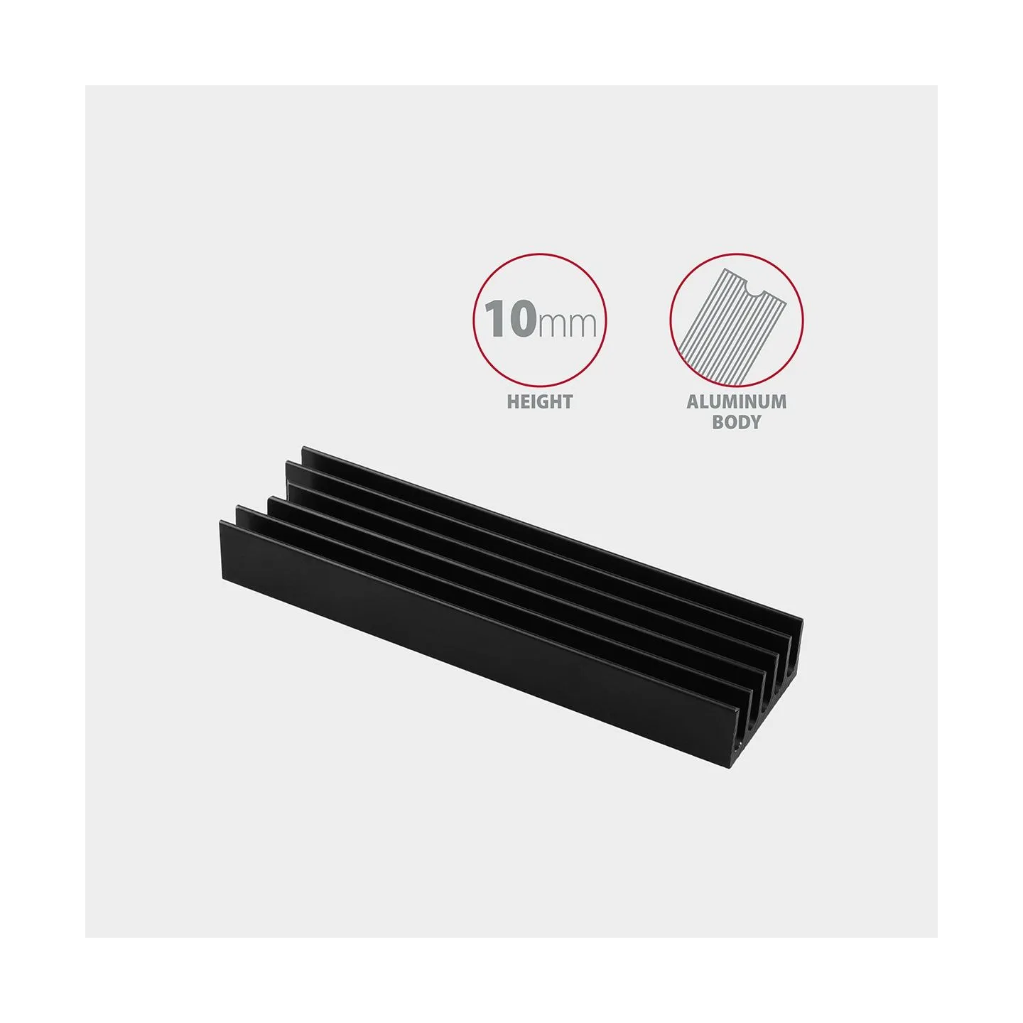 Axagon CLR-M2L10 passive - M.2 SSD, 80mm SSD, ALU body, silicone thermal pads, height 10mm