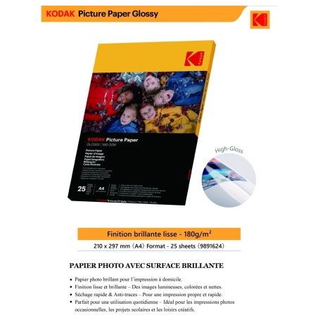 Kodak 180gsm 9.1 mil Glossy A4x25