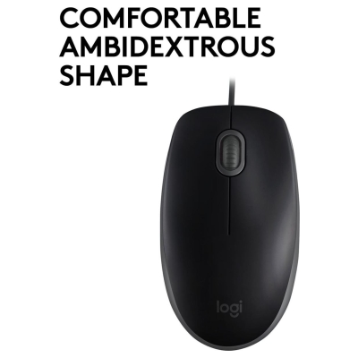 Logitech B110 Corded Mouse - SILENT - BLACK - USB - B2B