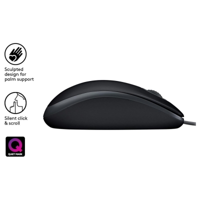 Logitech B110 Corded Mouse - SILENT - BLACK - USB - B2B
