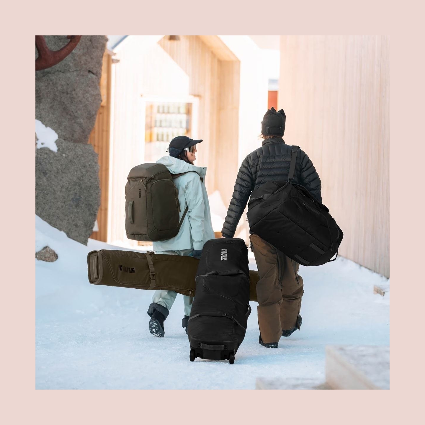 Thule 5157 Roundtrip Rolling Ski and Snowboard Boot Backpack 60L Deep Khaki