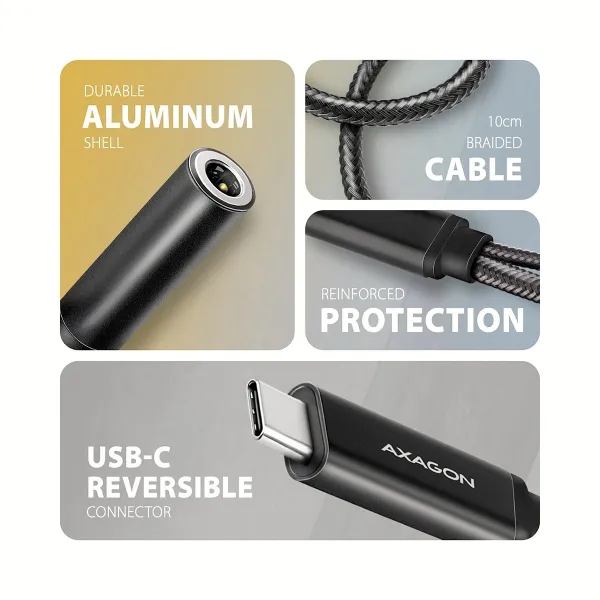 Axagon ADA-HCPD USB-C to 3.5mm jack - Hi-Res DAC audio adapter, 384kHz/32bit, PD 60W 3A