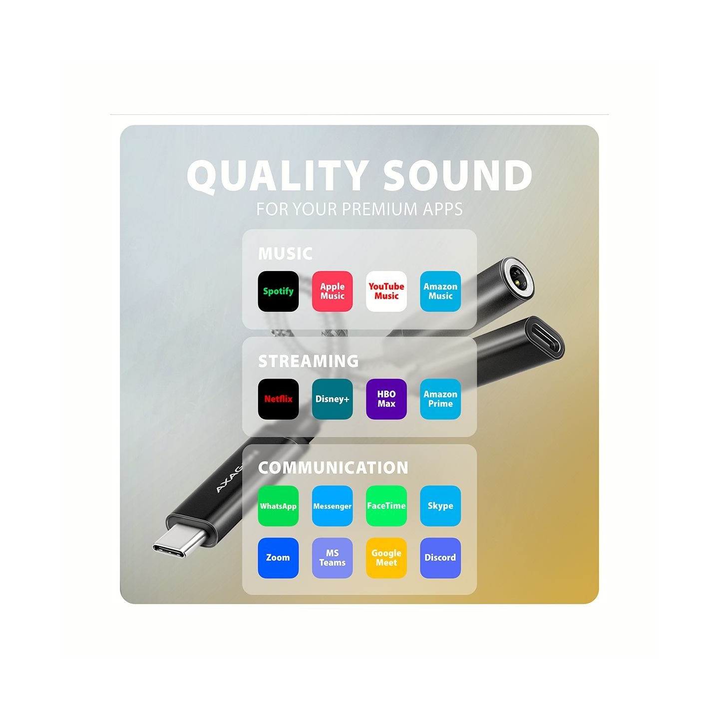 Axagon ADA-HCPD USB-C to 3.5mm jack - Hi-Res DAC audio adapter, 384kHz/32bit, PD 60W 3A