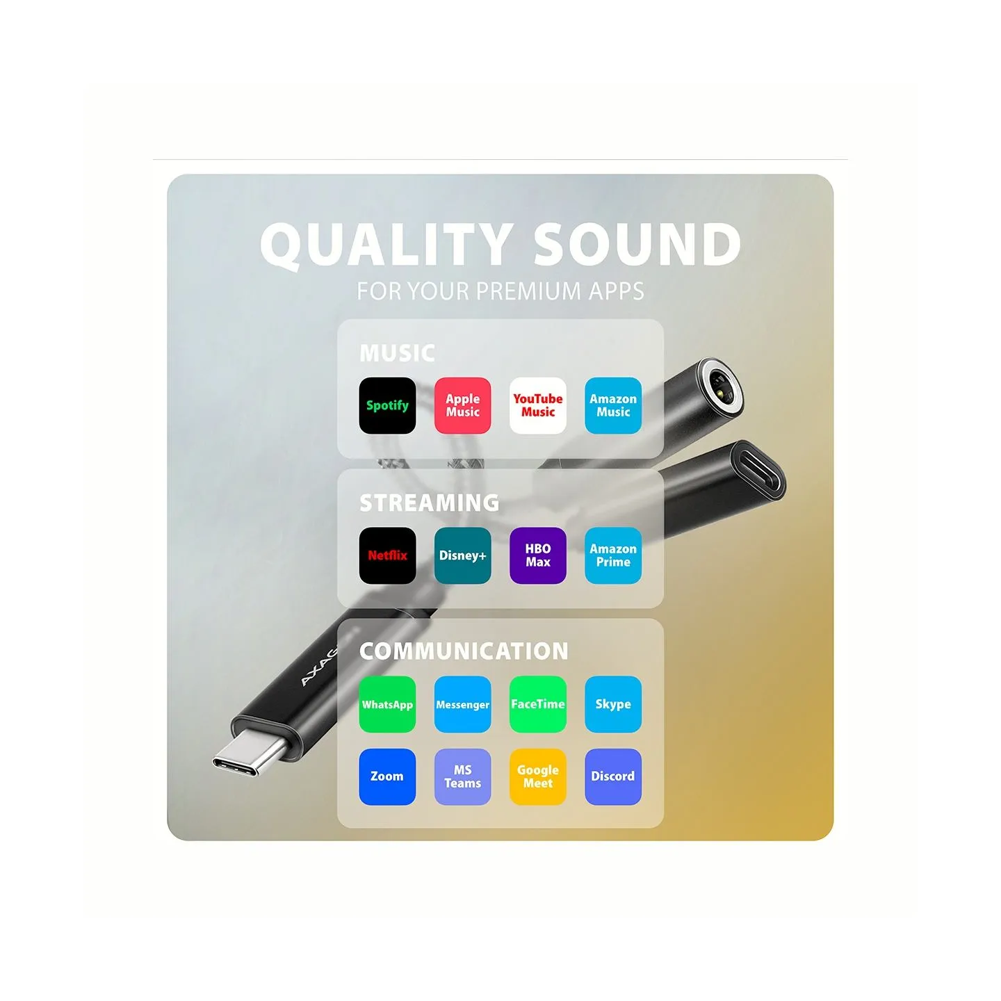 Axagon ADA-HCPD USB-C to 3.5mm jack - Hi-Res DAC audio adapter, 384kHz/32bit, PD 60W 3A