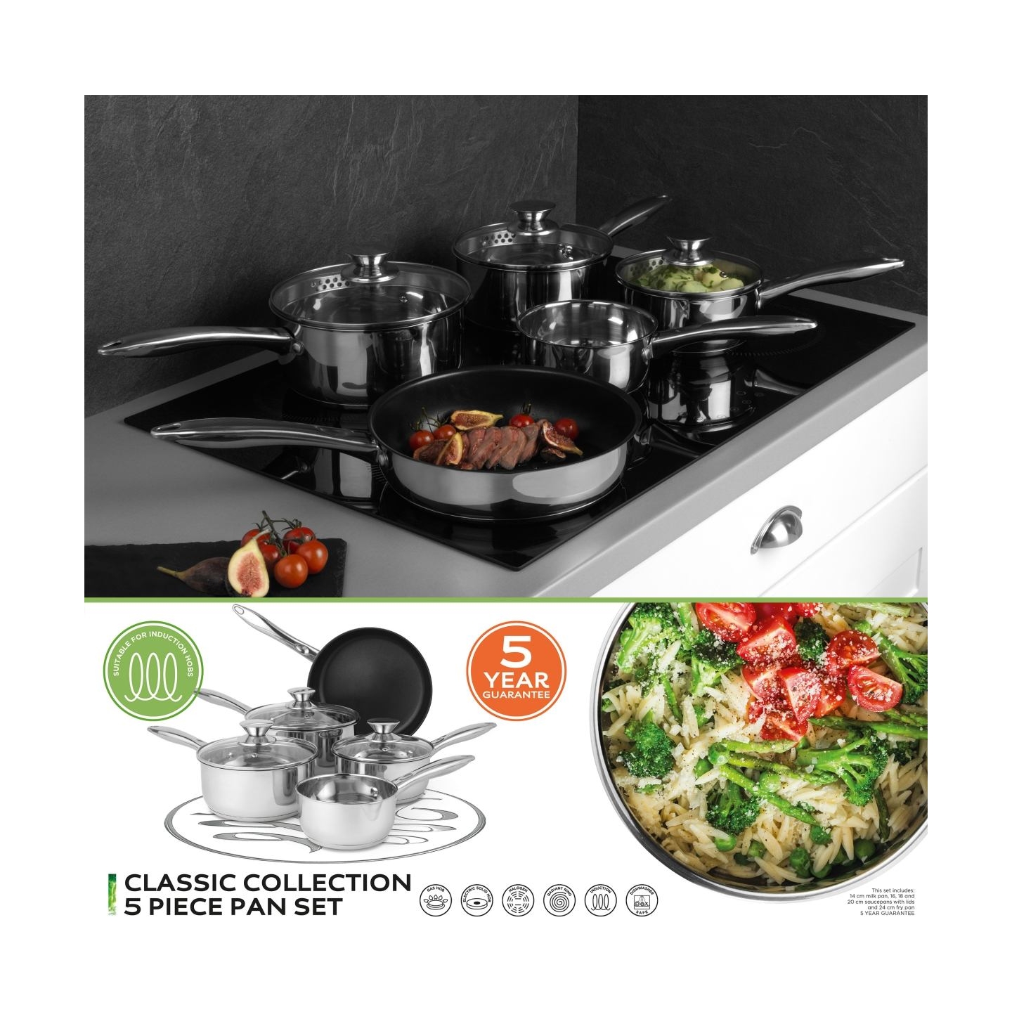 Russell Hobbs BW06572EU72 Classic collection S/S pan set 5pcs