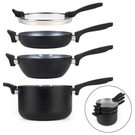 Russell Hobbs RH01840EU7 Stackable metallic marble pan set 4pcs